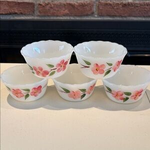 Fire-King Peach Blossom Custard Cups